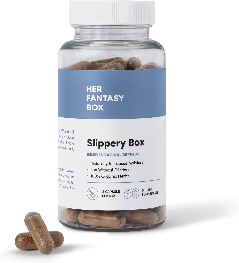 Ihre Fantasy Box | Slippery Box | Fast-Acting Slippery Elm Kapseln für Feminine Wellness & Intimate Feuchtigkeitsunterstützung – 60 Vegan Kapseln