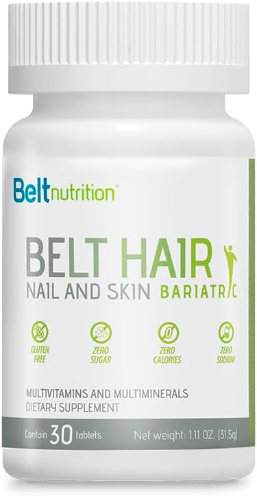 Cintura Capelli, Unghie e Pelle Bariatrico (Gastric Bypass, Maniche Gastrectomy) Tavoli Multivitaminici e Multiminerali - No Flavor - 1 Mese di Alimentazione