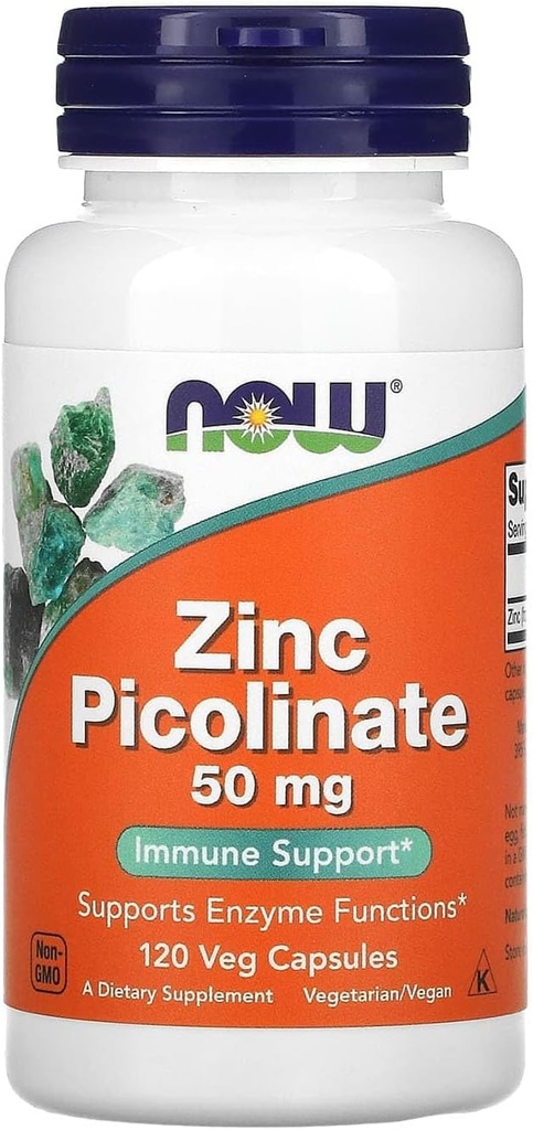 NOW alimenti zinco picolinato 50mg, 120 capsule (pacchetto di 2)