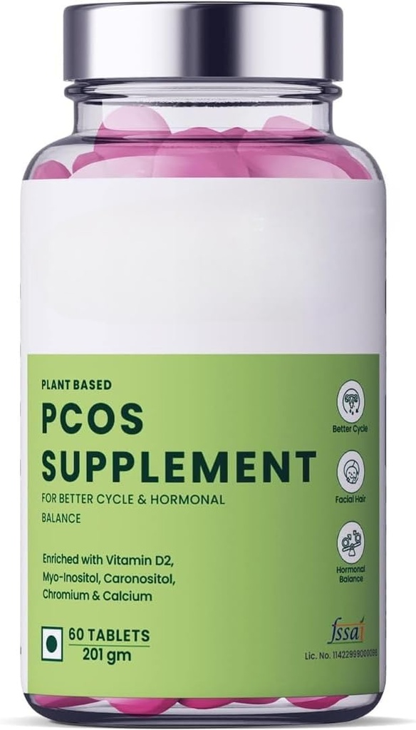 Plant Based PCOS Multivitamin mit Myo-Inositol, Alpha Lipoic Acid, Regularize Menstrual Cycle, Balance Hormonal Levels & Reduziert Akne für Frauen, 60 Veg Tablets (Pack von 1)