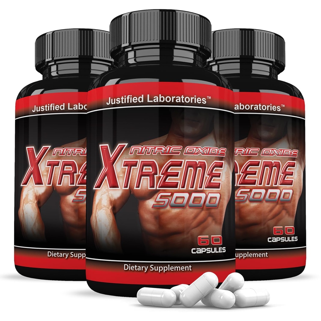 Laboratori giustificati (3 Pack Nitric Oxide Xtreme 5000 Advanced Men's Heath Formula 60 capsule