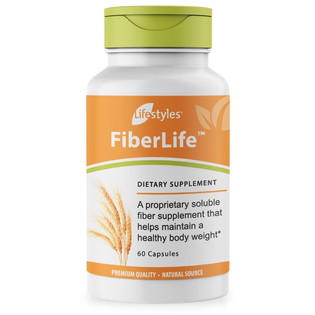 Lifestyles FiberLife Supplemento – Fibra solubile per la salute digestiva & Cholesterol Support con Konjac, Guar Gum, Xanthan Gum, e Cinnamon – Made in Canada – 60 capsule (60 capsule (Pack of 1))