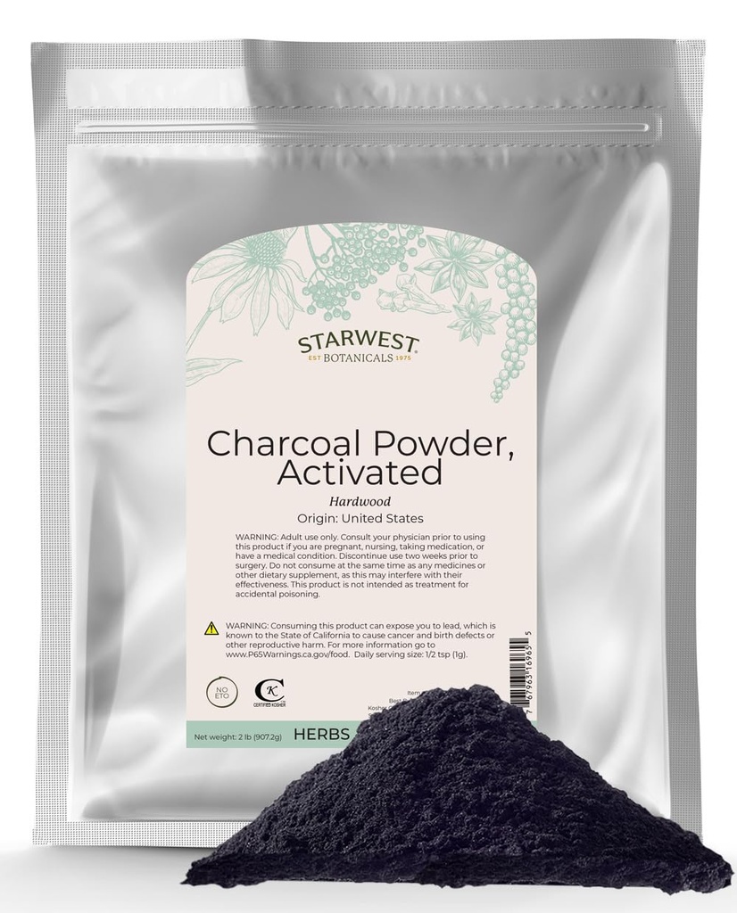 Starwest Botanicals Aktivkohlepulver aktiviert, 2 Pfund