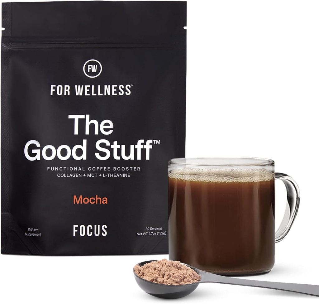 Für Wellness Der gute Stuff-Fokus – Mocha Coffee Booster | Nootropic Collagen Creamer mit MCT für Fokus, Energie & Wellness | Non-Dairy, Keto-Friendly, 30 Portionen