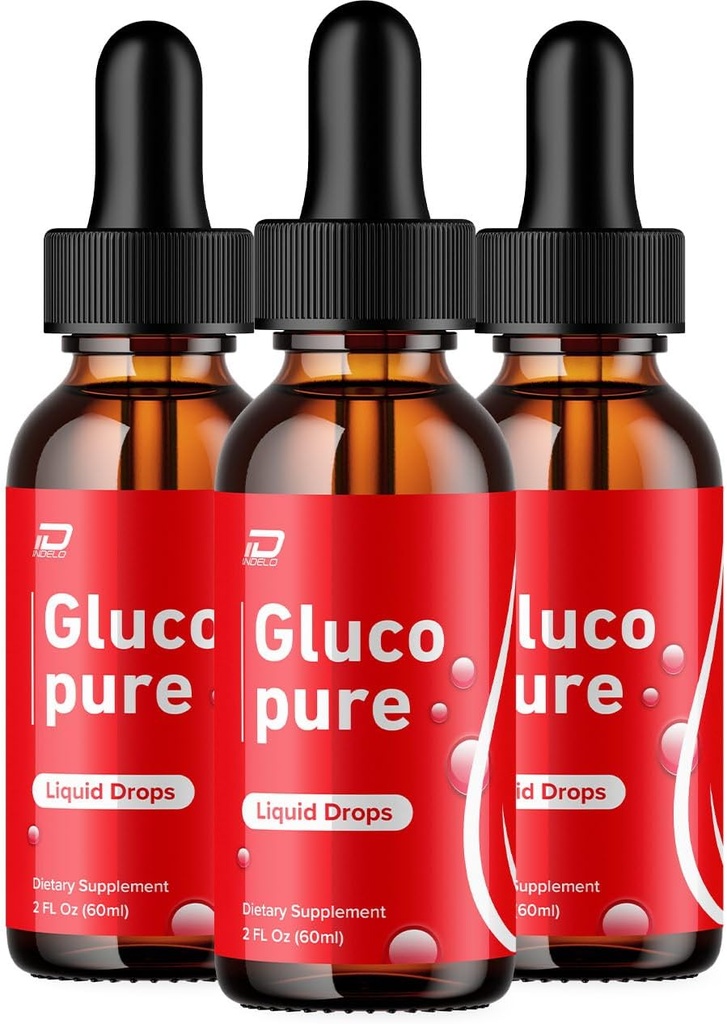 Gluco Pure Drops Gesunde Formel - Nahrungsergänzung Tropfen - Extra Kraft GlucoPure Flüssigkeitstropfen, Gloco Pure Drops Bewertungen (3 Pack – 3 Monate Versorgung)