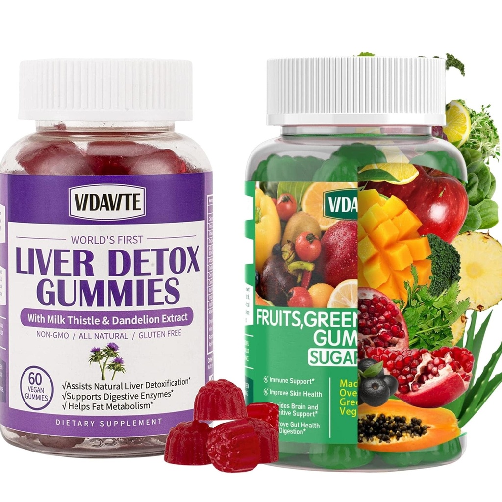 Bundle of Liver Cleanse Detox & Repair Gummis + Früchte, Grüne und Veggie Gummis (30-Day Supply)