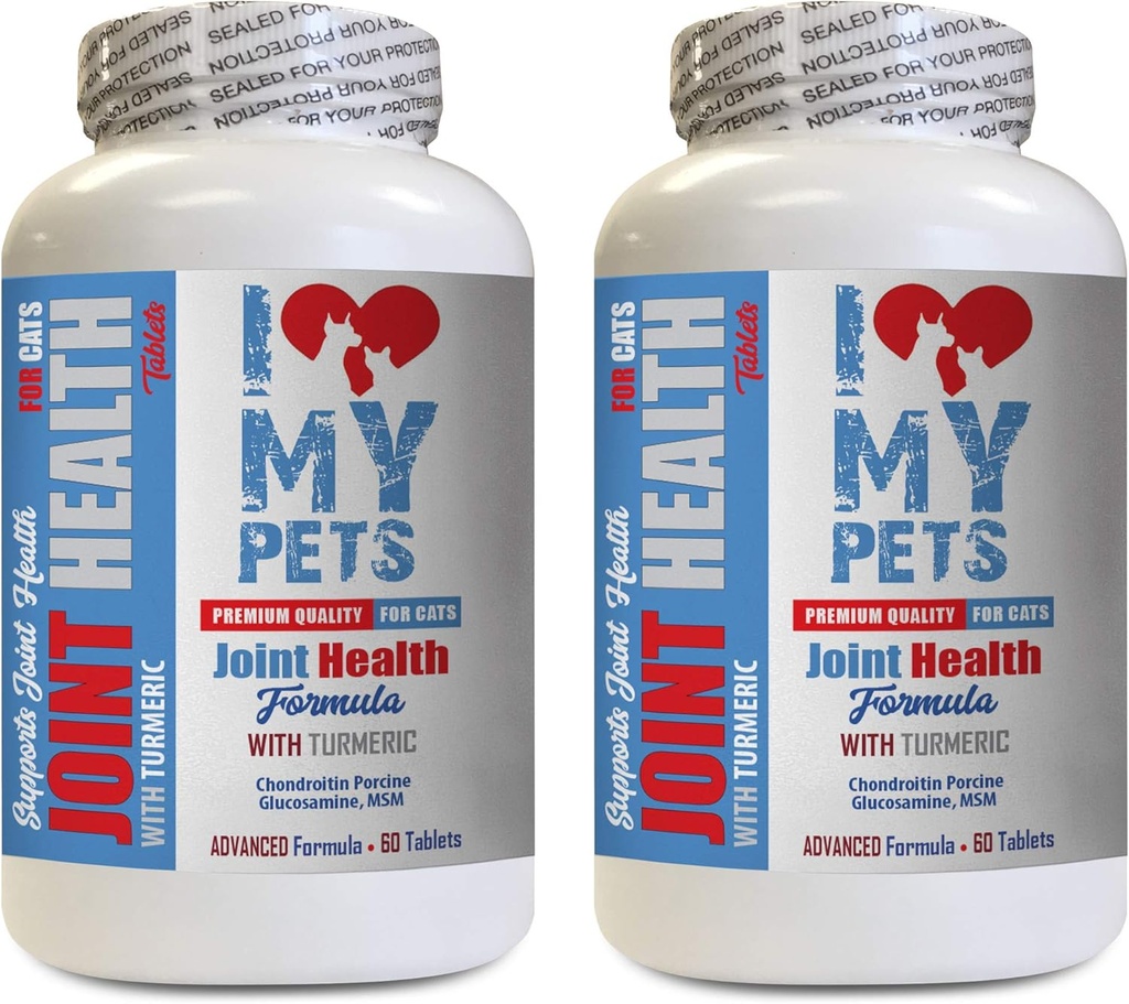 I LOVE MY PETS LLC Joint Supplements für Katzen - Cats Joint Health mit Kurkuma - Leistungsfähige Formel - VETS Choice - Kalziumergänzung für Katzen - 2 Flaschen (120 Treats)