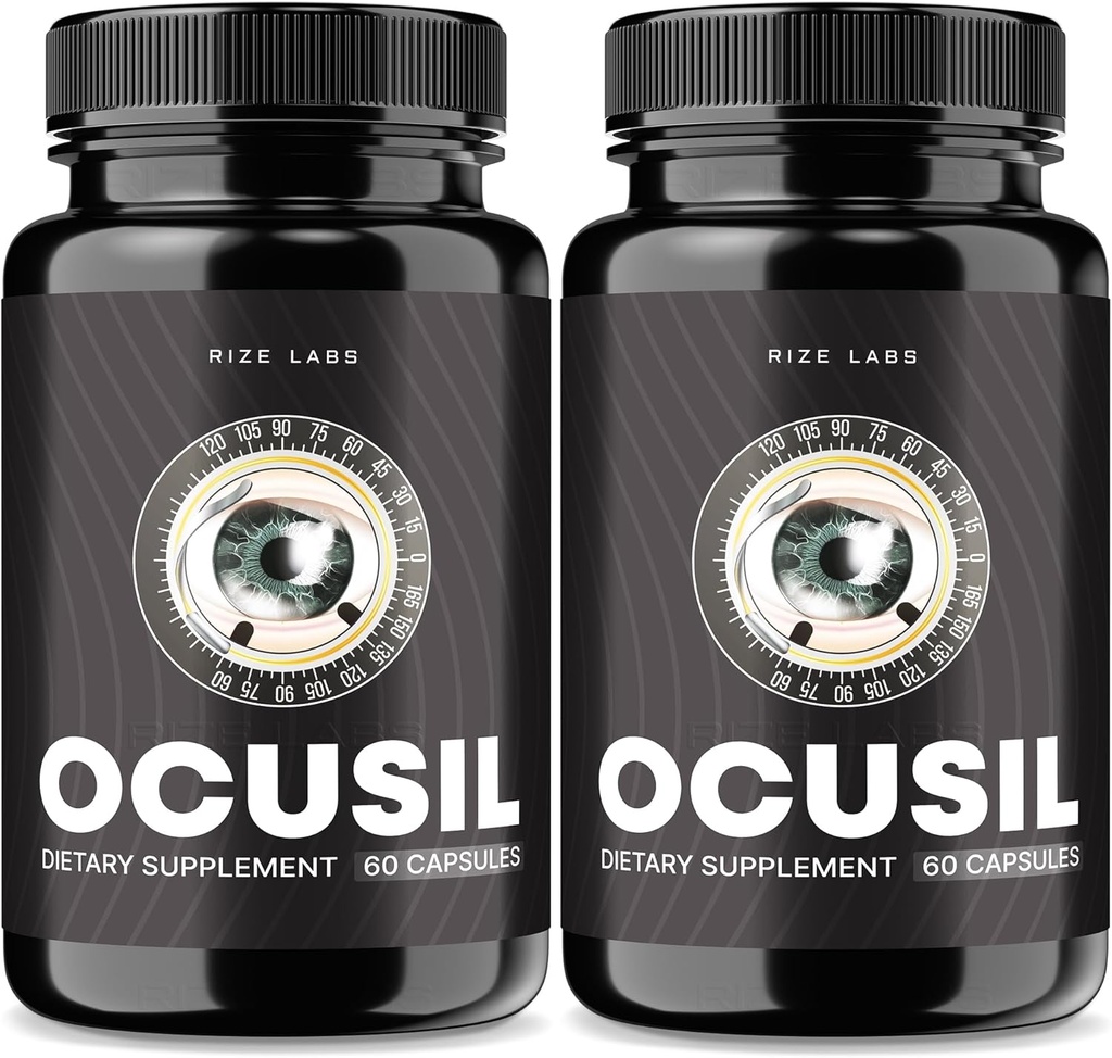 Rize labs Ocusil Capsules, Ocusil Support Eye Supplement, Ocusil Lubricant per migliorare la concentrazione e la messa a fuoco, Ocusil All-Natural Pills for Healthy Eyes (120 Capsules) (Pack of 2)