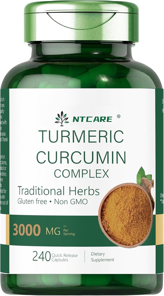 Kurkumin mit schwarzem Pfeffer 3000mg |Joint Support | 240 Kapseln | Turmeric Complex Supplement | Non-GMO, Glutenfrei