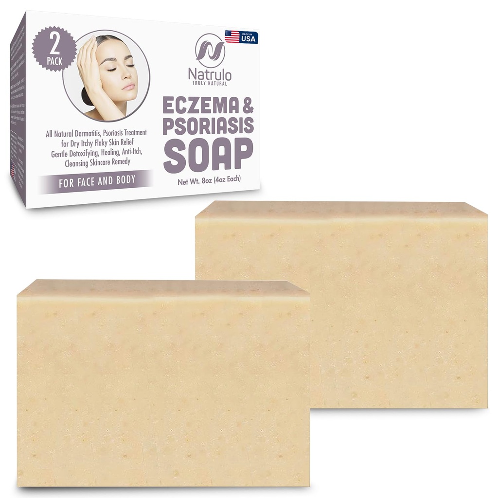 Eczema Soap Bar per viso e corpo – Tutte dermatite naturale, Psoriasis Soluzione per il sollievo della pelle asciutta prurito – Detossicante delicato, Anti-Itch, Rimedio per la pulizia della pelle – Eczema Soap Bar Made in USA