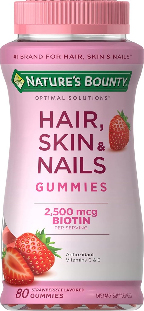 Nature's Bounty Vitamin Biotin Optimale Lösungen Haare, Haut und Nägel Gummi, 200 Graf