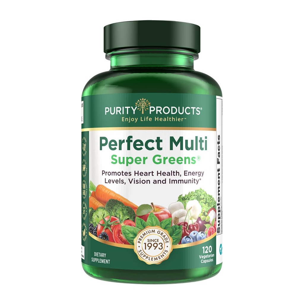 Prodotti di purezza Perfetto Multi Super Greens Integratore alimentare Salute Nutrizione, 120 conteggio