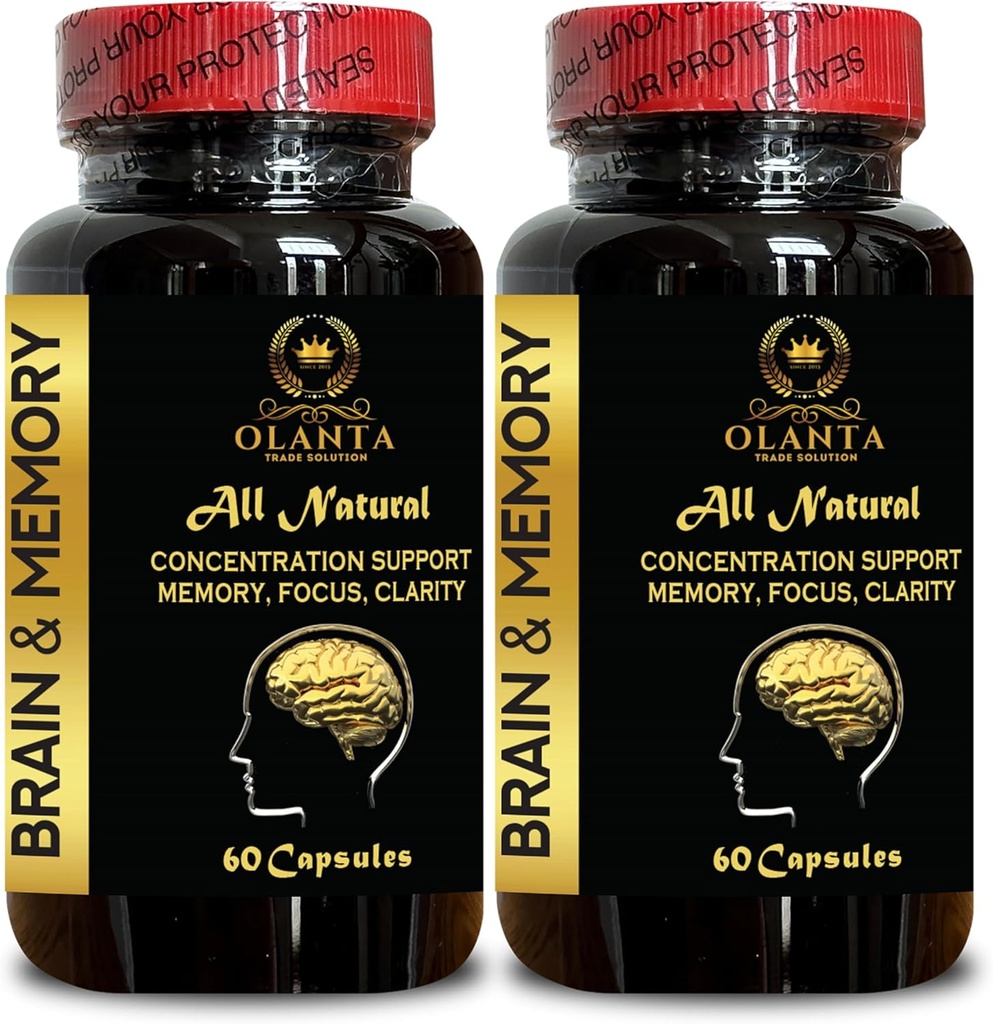 Pillole di Memoria per Cervello - Brain Booster Integratori per Memoria, Focus, Clarity, Energy, Performance, Supporta la funzione cerebrale sana, Memoria & Immunitty - 2 Bottiglie 120 Capsule