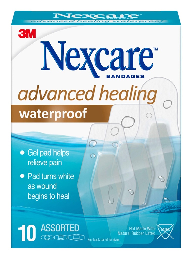 Nexcare Advanced Healing Wasserdichte Bänder, sortierte Größen, 10 Zähler