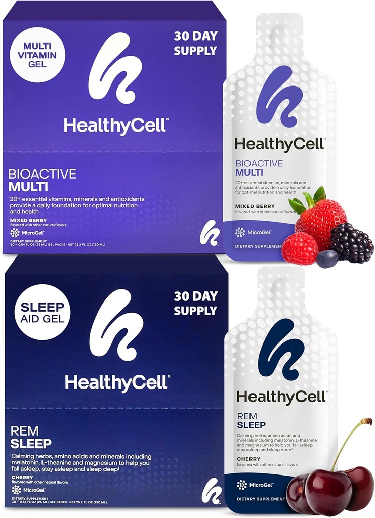 Healthycell REM Sleep Aid Supplement + Bioactive Multivitamin per le donne e gli uomini Bundle