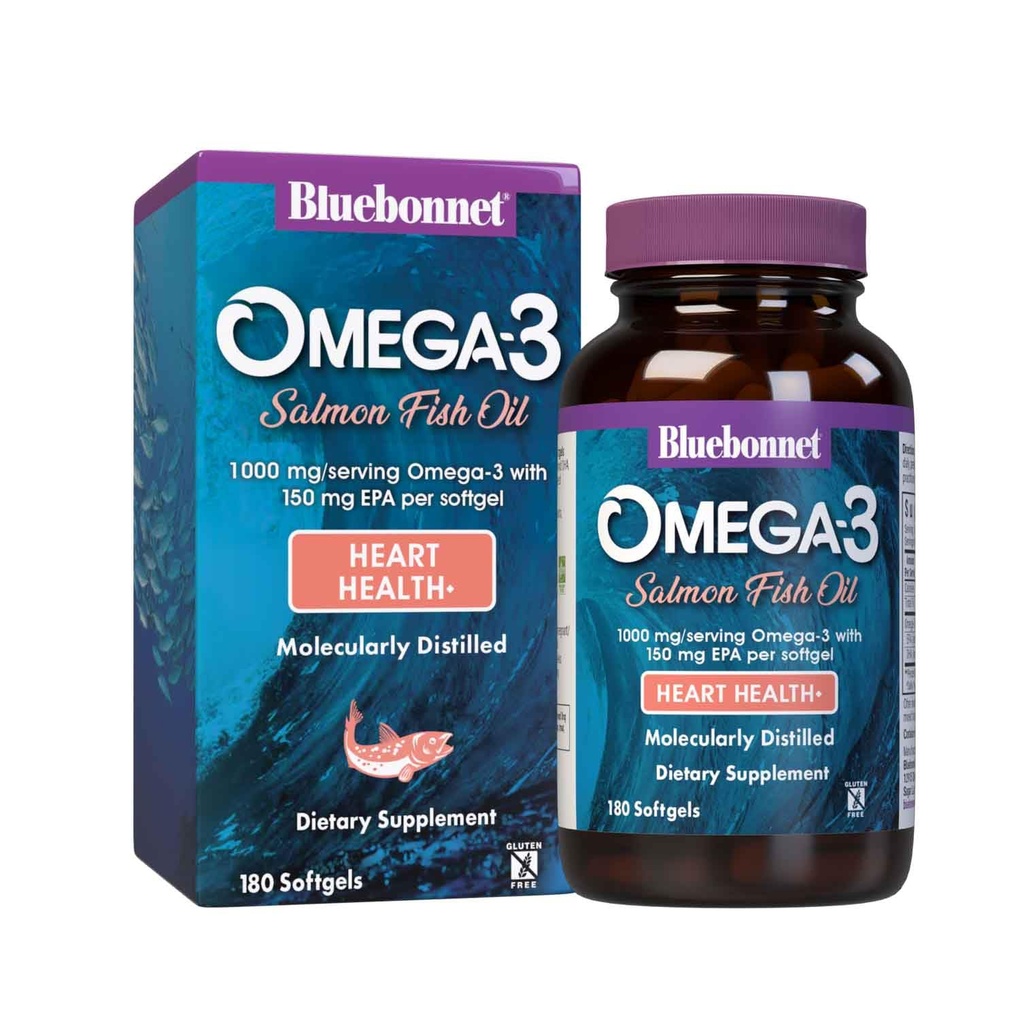 BlueBonnet Natürliche Omega-3 Lachsöl Softgels, 180 Count, Weiß