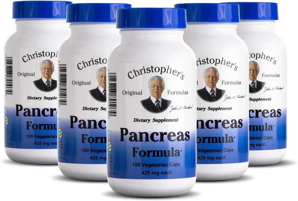 Christopher's Original Formulas Pancreas Formula - Pancreas Cleanse Detox & Repair - Probiotics for Digestive Health - Pack von 5