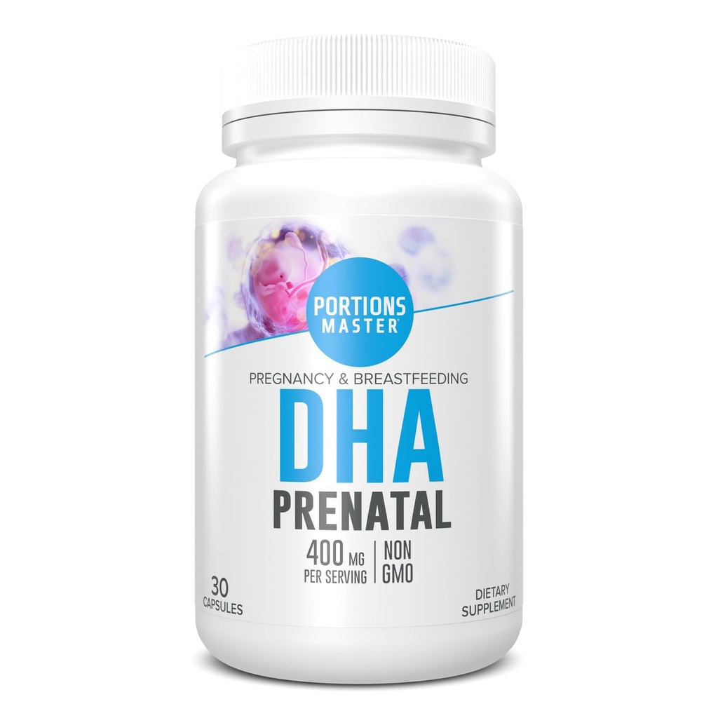 Portionen Master DHA Prenatal, renatal Omega-3 Supplement mit 300 mg DHA,Unterstützungen Fetal Brain & Eye Development, Schwangerschaft & Stillende Ernährung, Non-GMO, Gluten-Free (30 Softgels)