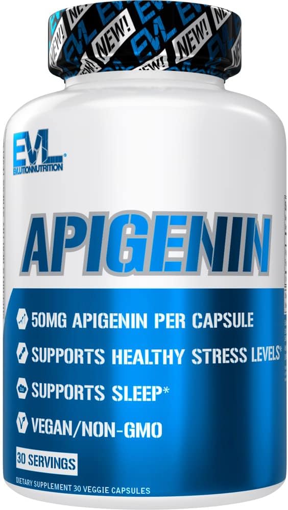 Evlution Pure Apigenin Ergänzung von Kamille Extrakt - Relaxing Apigenin 50mg Bioflavonoid Stress und Mood Unterstützung Ernährung Hohe Bioverfügbarkeit Vegan Non-GMO Kräuter Schlaf Supplement