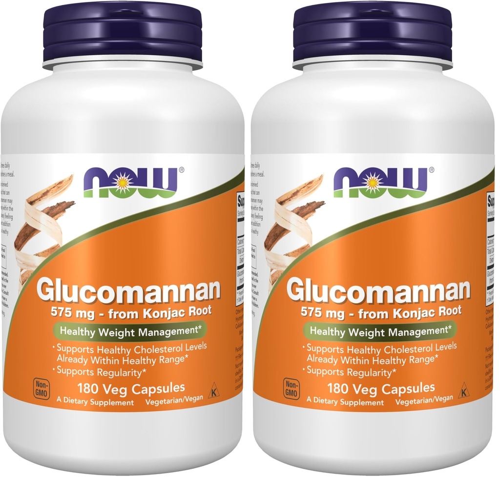 JETZT Nahrungsergänzungsmittel, Glucomannan (Amorphophallus konjac) 575 mg, Unterstützt Regularität*, Gesundes Gewichtmanagement*, 180 Veg Kapseln (Pack von 2)