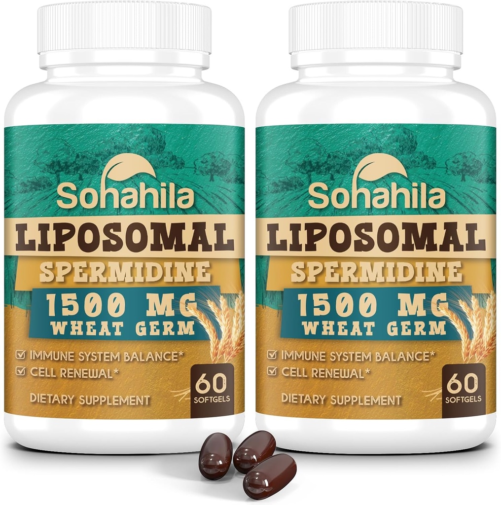 Spermidin-Ergänzung 15 MG - 99% Reinheit, hohe Absorption, 1500 MG fermentierte Weizengerm-Extrakt mit Zink & Thiamin, Spermidin für Männer & Frauen - Cellular Renewal, Aging Defense, Energy, 120 Softgels