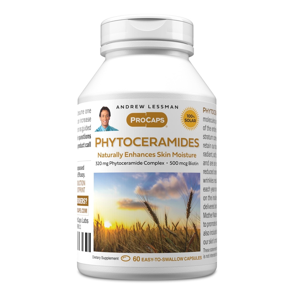 ANDREW LESSMAN Phytoceramide mit Biotin 60 Softgels - Vitale natürliche innere Feuchtigkeitscreme der Haut. Natürlich verbessert die weiche, glatte, strahlende Haut. Keine Zusatzstoffe. Kleine leicht zu schlucken Softgels