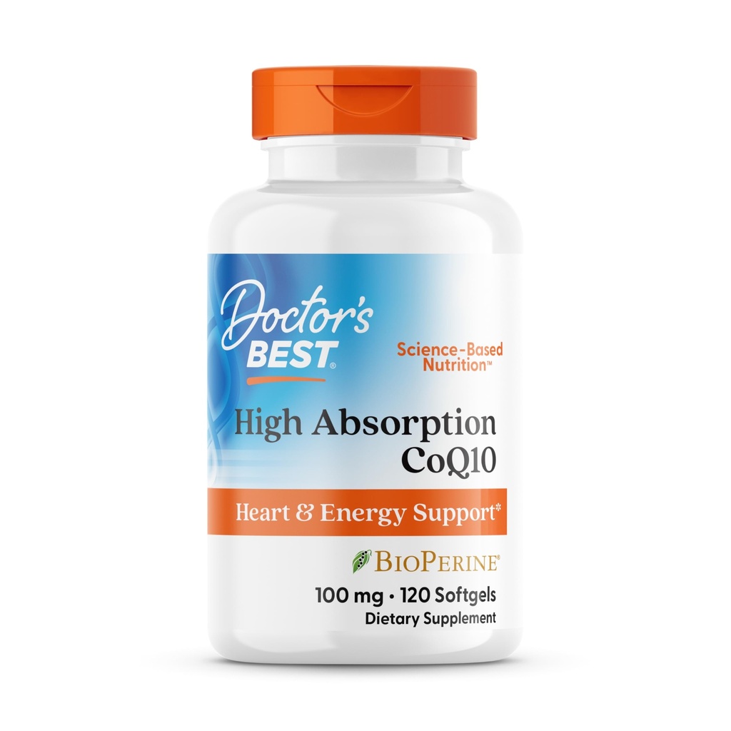 Doctor's Best High Absorption CoQ10 mit BioPerine, Glutenfrei, Naturally Fermented, Herzgesundheit, Energieproduktion, 100 mg, 120 Count