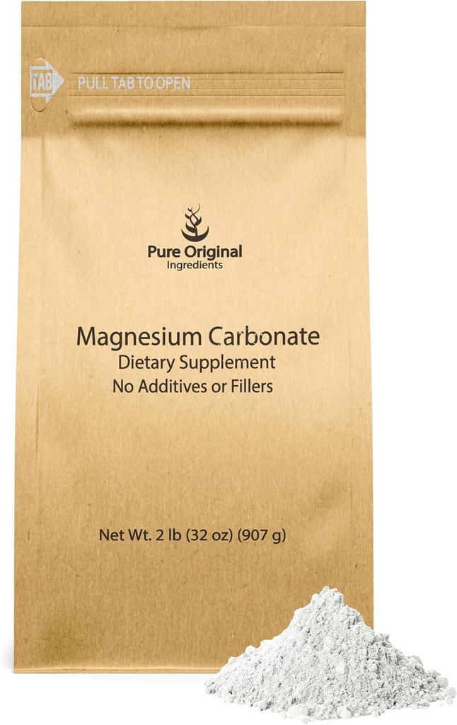 Ingrédients originaux purs Carbonate de magnésium, Supplément de magnésium, Non-OGM, Multi-Purpose (2 livres)