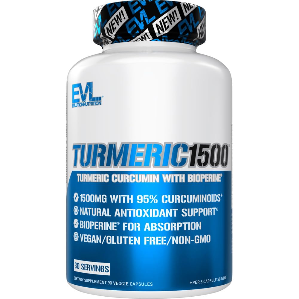 Kräuter Relief Kurkuma Curcumin mit Bioperine - EVL 1500mg 95% Curcuminoid Kurkuma Kurkuma mit schwarzem Pfeffer für Verdauung Haut Immunität Liver und Joint Support - Non GMO Vegan Supplement