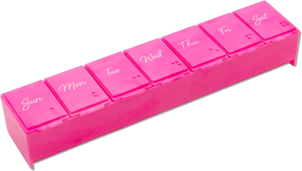 EZY DOSE Settimanale (7-Giorni) Caso di pillola giornaliero, Medicina Planner, Vitamin Organizer, Contenitore di supplemento, Comodo e facile da usare, Grandi scomparti, Rosa, Travel-Friendly, Made in the USA, BPA Free