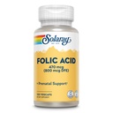 SOLARAY Folsäure - Vitamin B9 Folsäure-Zusatz, Pränatales Vitamin - Blutzell-Entwicklungsunterstützung - Vegan, Lab Verified, 60-Day Garantie - 100 Servietten, 100 VegCaps