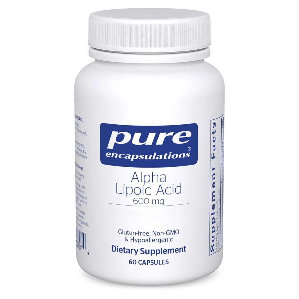 Pure Encapsulations Alpha Lipoic Acid 600 mg - ALA-Ergänzung für Leberunterstützung, Antioxidantien, Nerve Gesundheit, Herz-Kreislauf-Gesundheit & Kohlenhydrat-Unterstützung - Premium Alpha Lipoic Acid - 60 Kapseln