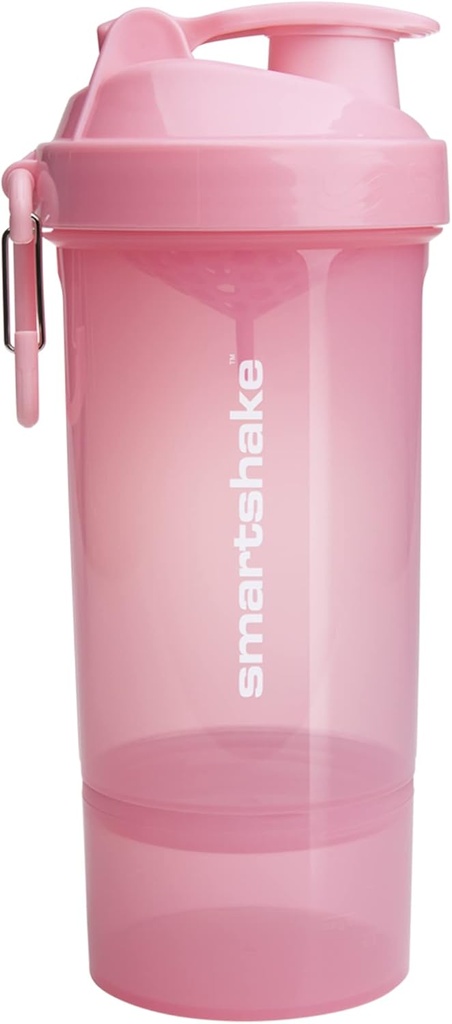 Smartshake O2GO ONE Plastic Protein Shaker Bouteille 800 ml 27 oz - Vis sans vis étanche - Sans BPA – Unisexe - Rose clair