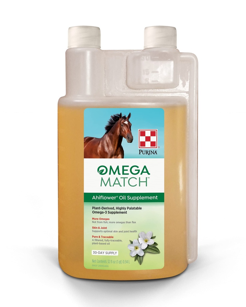 Purina | Omega Match Ahiflower Oil Horse Supplement | 32 Unze (32 OZ) Flasche