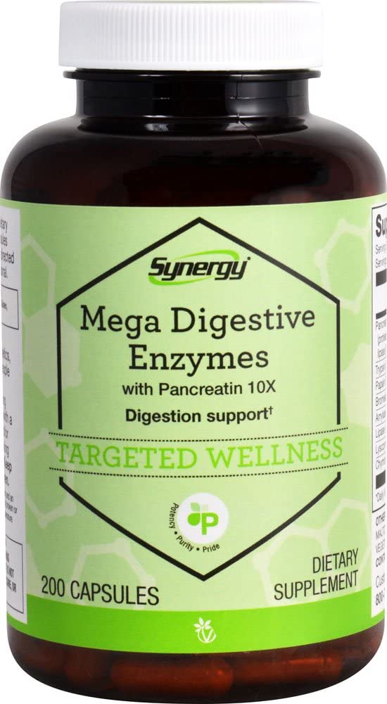 Synergy Vitacost Mega Enzymes digestifs avec Pancreatin 10X -- 200 Capsules