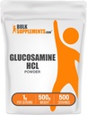 BulkSupplements.com Poudre de glucosamine HCl - Supplément de glucosamine, Supplément de soutien conjoint - Sans gluten, 1g par portion, 500g (1,1 lb) (paquet de 1)