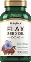 Piping Rock Flaxseed Oil 1000mg Softgel Capsule | 180 Count | Cold Pressed Supplement | Non OGM, Gluten Free