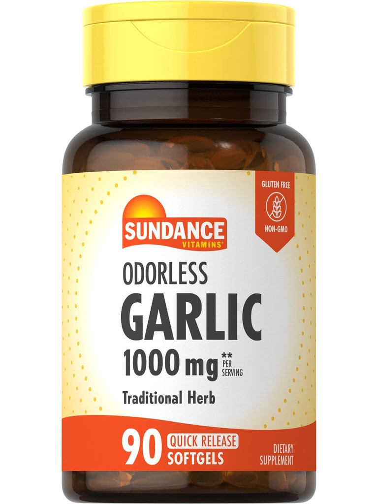 Sundance Odorless Knoblauch Softgels | 1000mg | 90 Count | Non-GMO und glutenfreie Ergänzung