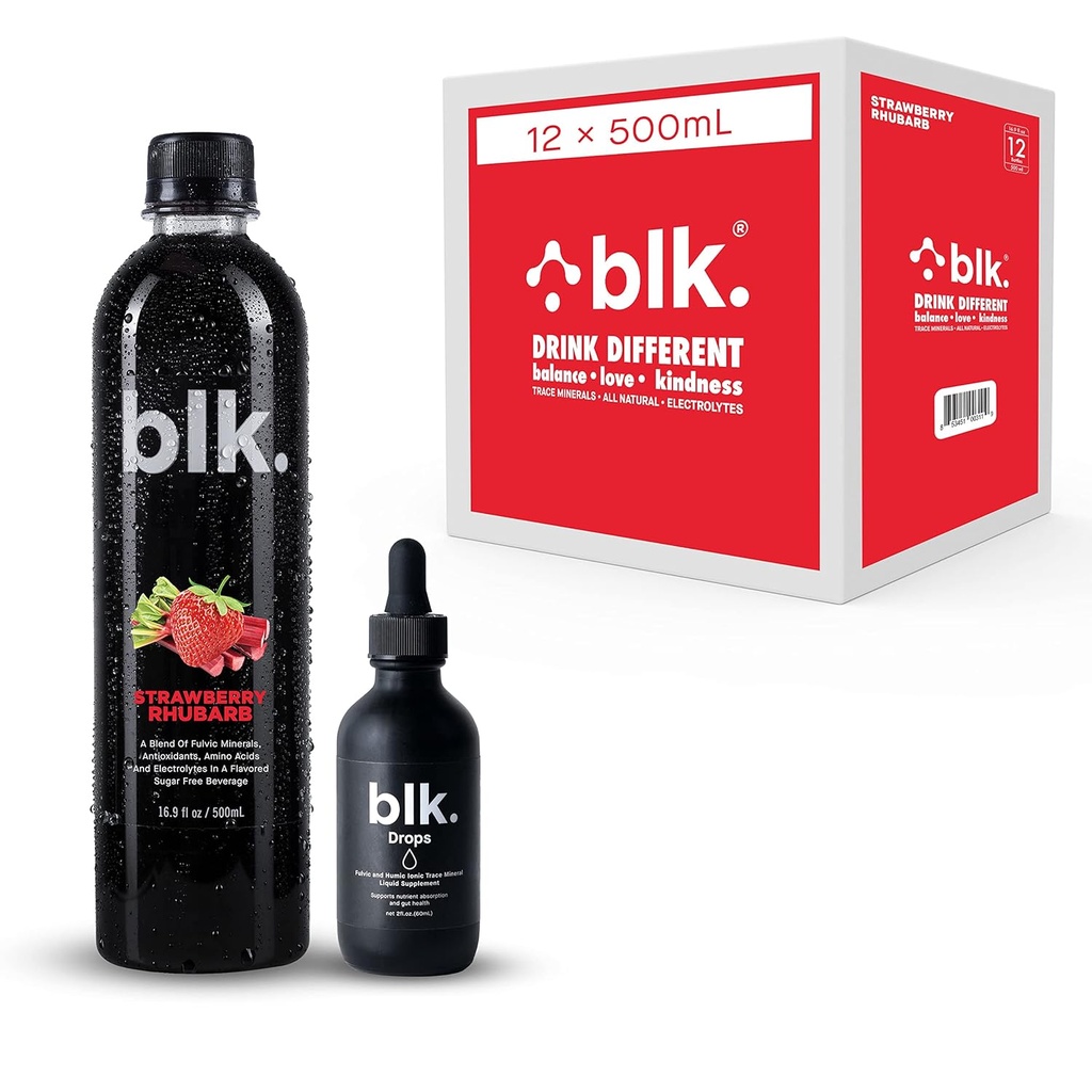12ct Erdbeer Rhubarb und 1ct Konzentrierte Blk. Tropfen und Bioverfügbare Fulvic & Huminsäure über 77 Trace Minerals hilft, Zellen und essentielle Mineralien in Ihrem Körper zu reparieren