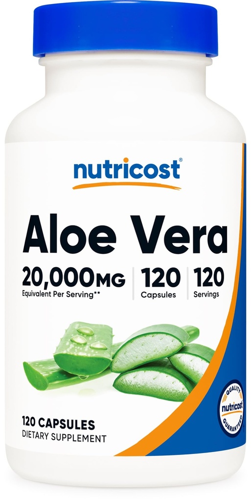 Nutricost Aloe Vera Extract 120 Capsules for 120 Servings Per Bottle - Gluten Free and GMO Free, Vegetarian Friendly