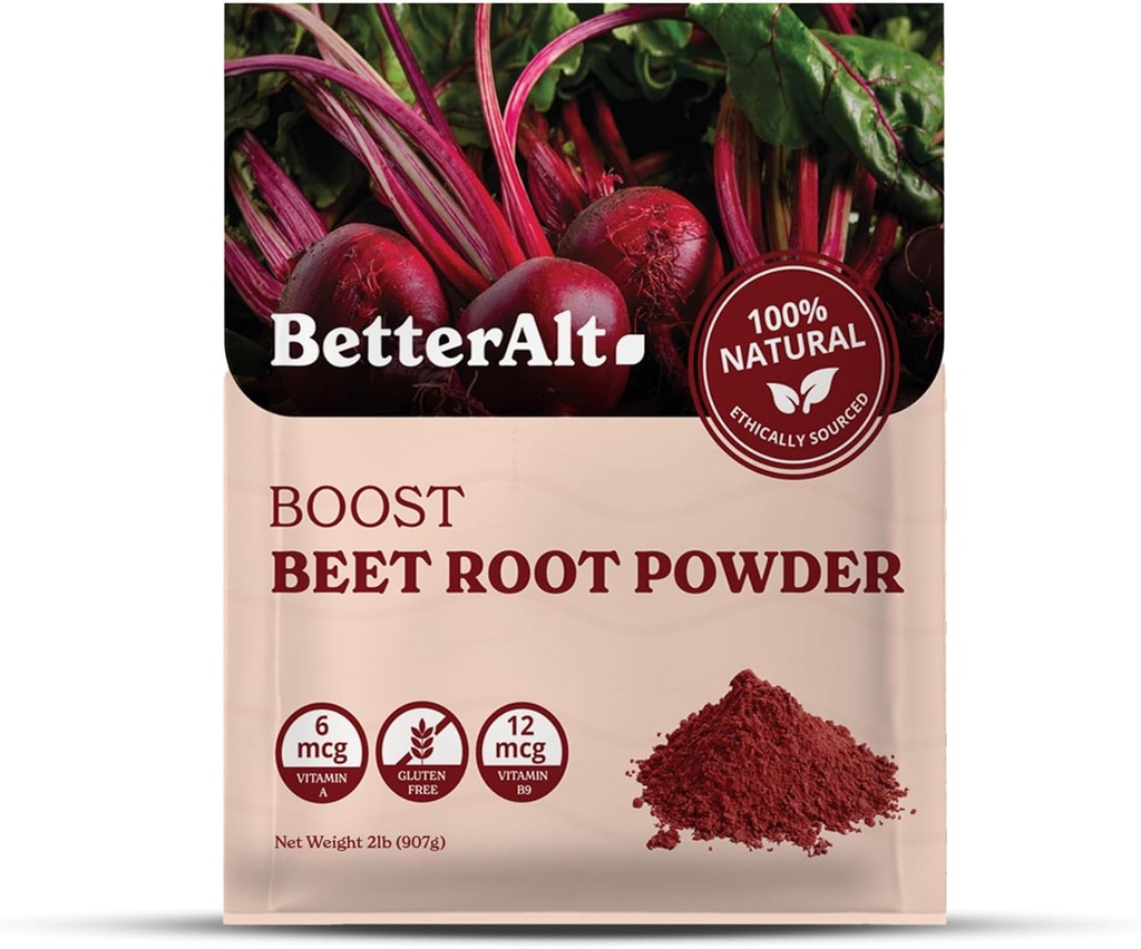 Besser Alt Organic Beet Root Powder, USDA Certified - Nitric Oxide Supplement, Rübensaft Pulver Superfood Beetroot Supplement, 225 Servierungen, 2 lb