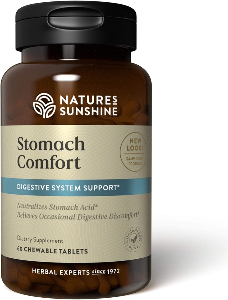 Il comfort di scintilla solare della natura, 60 compresse masticabili | aiuta a neutralizzare l'acido e a soothe lo stomach supportando la digestione