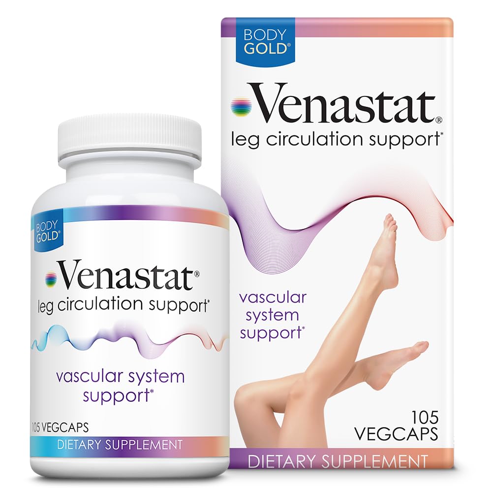 Body Gold Venastat - Leg Vein Support Supplementi, Integratori di Circolazione con Cavallo Chestnut & Diosmin per Uomini & Donne, Sano Flusso di Sangue - 105 capsule di verdure
