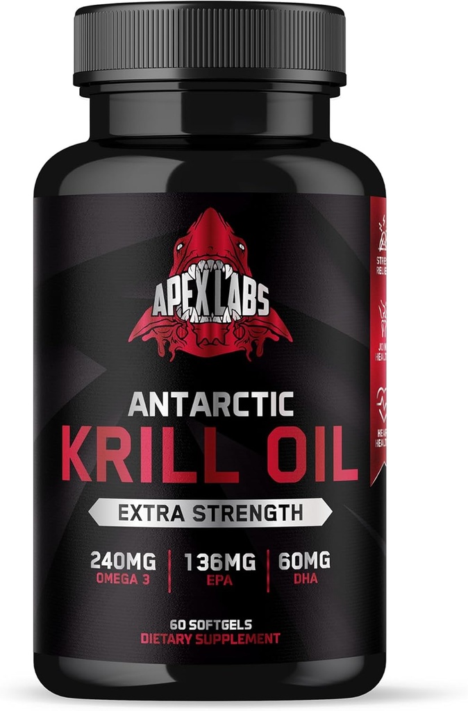 Antarktis Krillöl 1000 mg mit Omega-3s EPA, DHA, Astaxanthin und Phospholipiden 60 Softgels