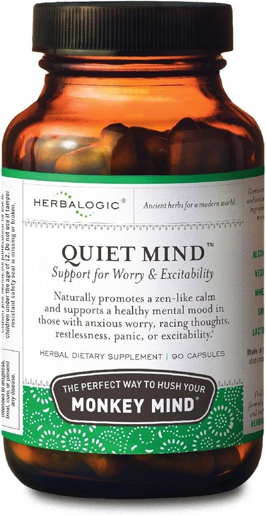 Herbalogic - Quiet Mind Herb Capsule - Non-Sedating, Promuove una sensazione di Zen-Like Calm - Eases Worry - Sulla base della tradizionale formula cinese GUI Pi Tang - 90 Cap Count