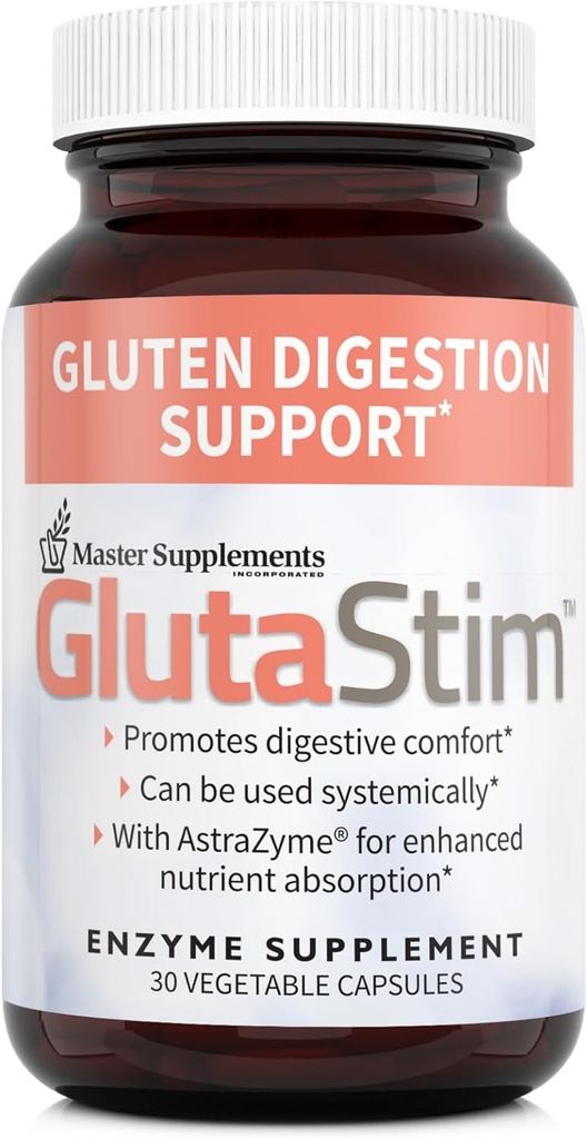 Integratori Master GlutaStim - 30 Capsule Vegetali - Supporto Digestione Gluten - Fornisce Supporto Digestivo + Rilievo Gas & Bloating - Vegan, Gluten Free - 30 Serve
