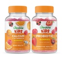 Calcium vivace avec vitamine D Enfants + Probiotique 2 milliards UFC Enfants, Gummies Bundle - Grande dégustation, supplément de vitamine, sans gluten, sans OGM, gummy à croquer