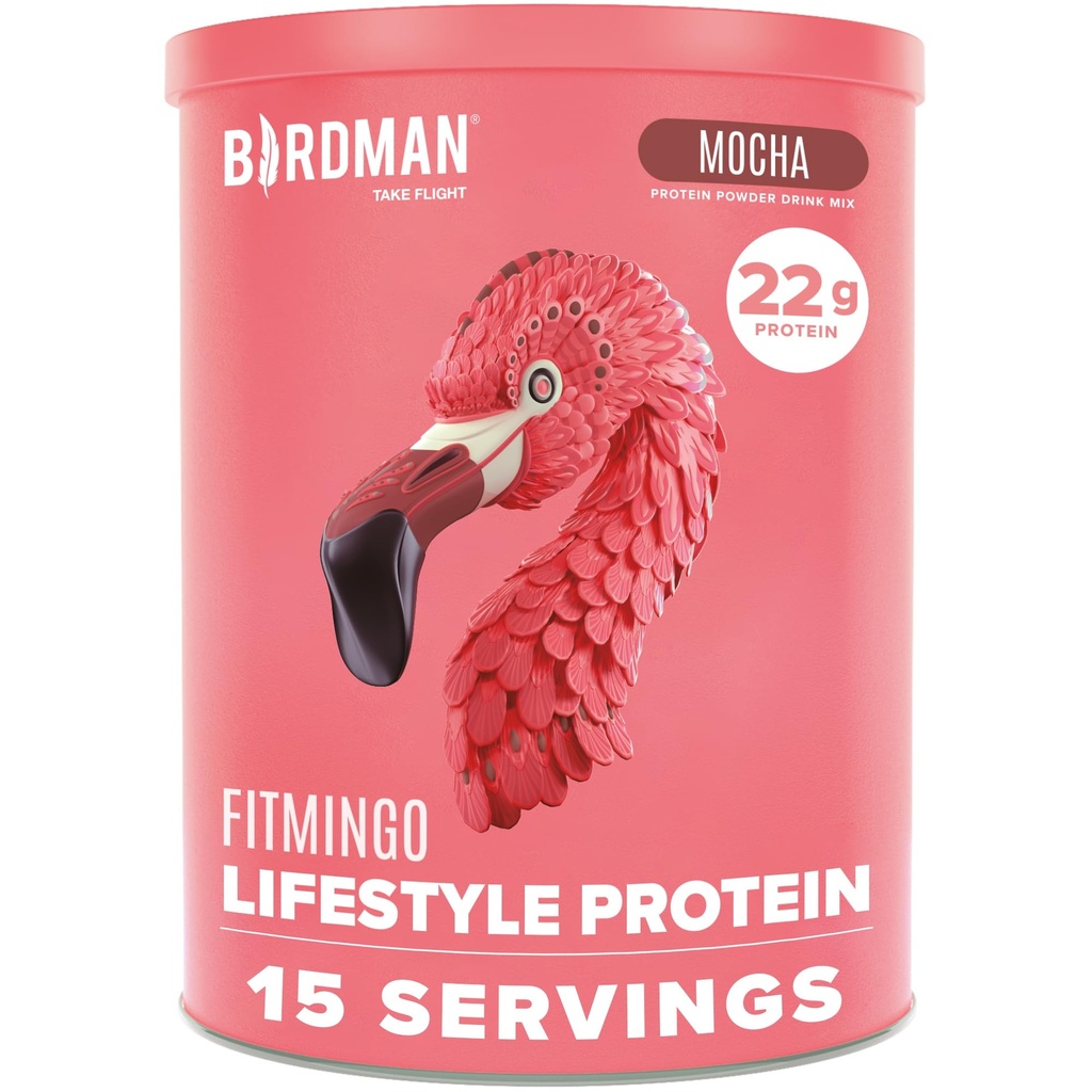 BIRDMAN Fitmingo Vegan Protein Pulver mit Inositol, Collagen Boosters, Hyaluronsäure und Vitamine | Low Carb, Dairy Free, Low Calorie | 23g Plant Based Blueberry Protein Pulver mit Myo-Inositol
