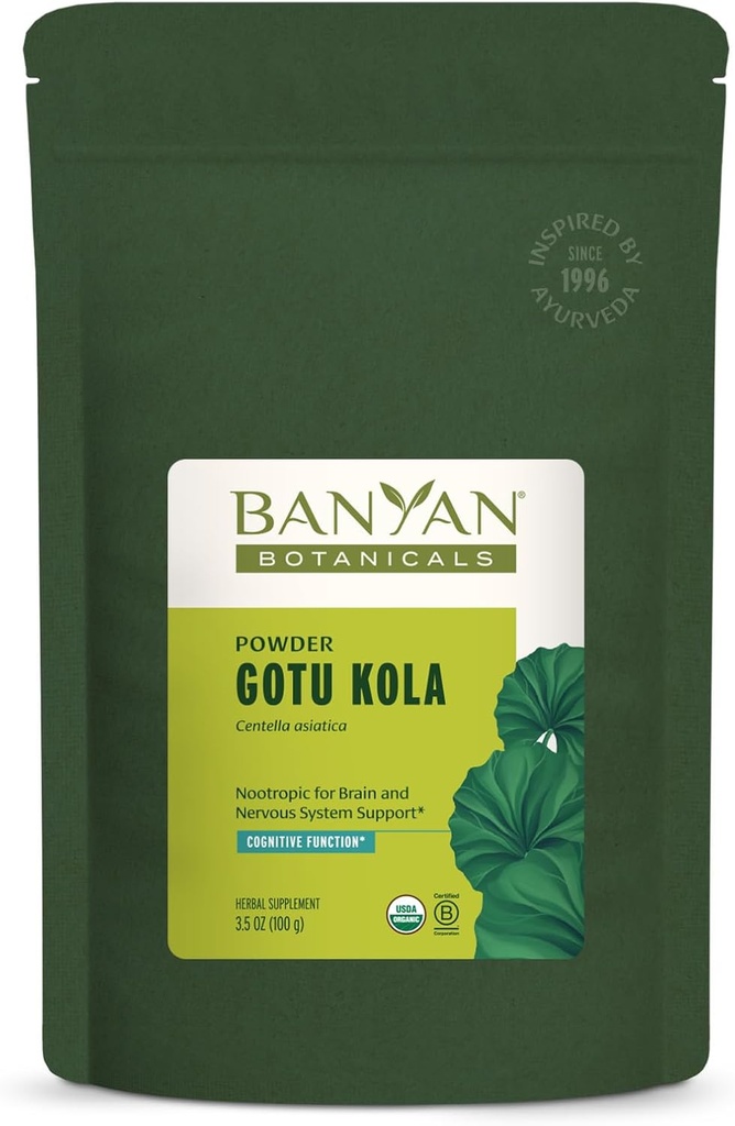 Banyan Botanicals Gotu Kola Powder – Organic Brahmi (Centella Asiatica) – Calming Nootropic Herb für Nervous System Support & Healthy Skin* – 3.5 Unze – Non-GMO Sustainable Sourced Vegan