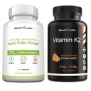 Estratto di Aceto di Sidro di Mele con la Madre Aiuta a migliorare l'energia, l'immunità, la digestione e il metabolismo + vitamina K2 Supplemento - Full Spectrum Vitamin K2 MK7, MK4 & Calcium - 90 capsule